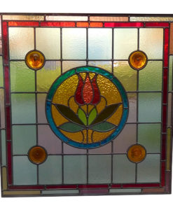 Central Rose Stained Glass Panel