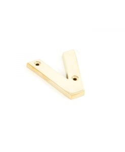 Polished Brass Door Letter V