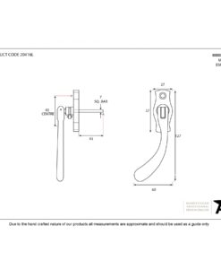 Antique Pewter Peardrop Espagnolette (LH)