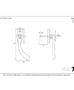Polished Brass Peardrop Espagnolette (RH)