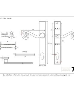 Pewter Patina Monkeytail Slimline Lever Espagnolette Lock Set (LH)