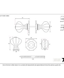 Large Beeswax Octagonal Knob Set (Mortice/Rim)