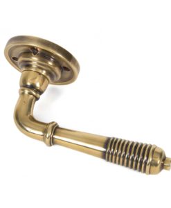 Aged Brass Reeded Lever Rose Set