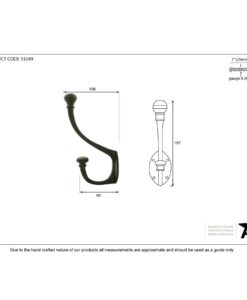 Black 7 3/4'' Hat & Coat Hook