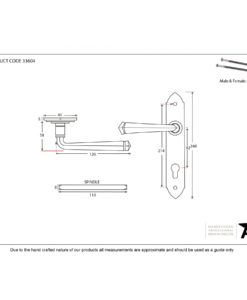 Pewter Gothic Lever Espagnolette Lock Set
