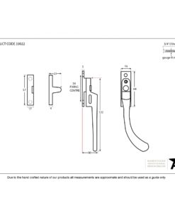 Beeswax Locking Night Vent Peardrop Fastener (RH)
