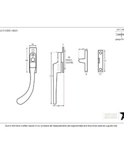 Pewter Patina Handmade Night Vent Peardrop Fastener (LH)