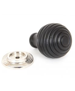 Small Ebony & Polished Nickel Beehive Cabinet Knob