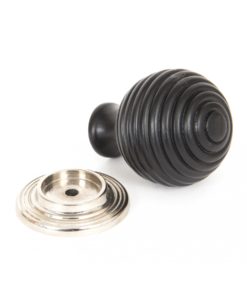 Large Ebony & Polished Nickel Beehive Cabinet Knob