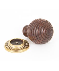 Large Rosewood & Antique Brass Beehive Knob