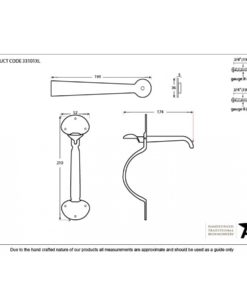 Beeswax Medium Bean Thumblatch Extra Large Measurements