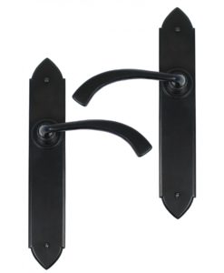 Black Gothic Curved Sprung Lever Latch Set