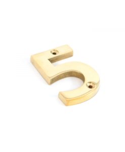Polished Brass Numeral 5
