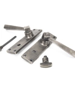 Antique Pewter Straight Lever Bathroom Set