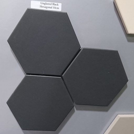 Black Unglazed Hexagonal Ceramic Tiles
