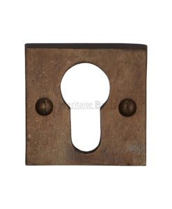 Solid Bronze Rustic Square Euro Escutcheon