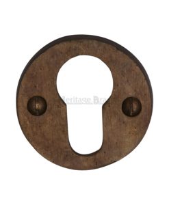 Solid Bronze Rustic Euro Round Escutcheon