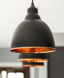 Brindley Pendant Light In Black & Hammered Copper