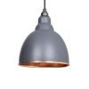 Brindley Pendant Light In Dark Grey & Hammered Copper