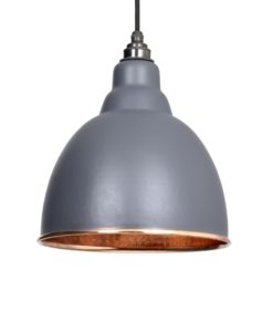 Brindley Pendant Light In Dark Grey & Hammered Copper