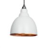 Brindley Pendant Light In Light Grey & Hammered Copper