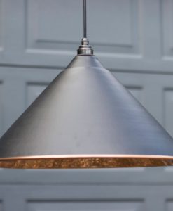 Black Hockley Pendant Light With Hammered Copper