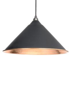 Black Hockley Pendant Light With Hammered Copper