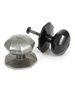 Octagonal Centre Door Knob In Black
