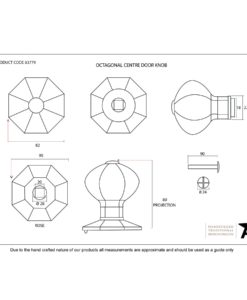 Octagonal Centre Door Knob In Black