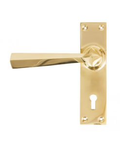 Straight Lever Lock Set (Polished Brass)