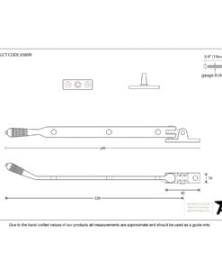 Reeded Window Stay In Aged Brass (8