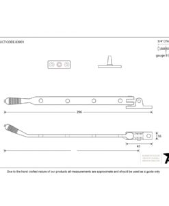 Reeded Window Stay In Aged Brass (10