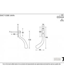Black Peardrop Espagnolette Fastener (LH) - Small