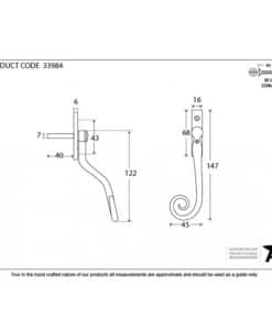 Black Monkeytail Espagnolette Fastener (LH) - Small