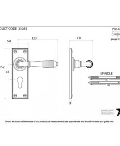 Aged Brass Reeded Lever Euro Set