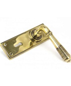 Aged Brass Reeded Lever Lock Set