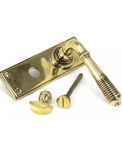 Aged Brass Reeded Lever Bathroom Set
