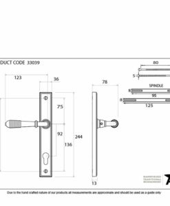 Aged Brass Reeded Slimline Lever Espag. Lock Set