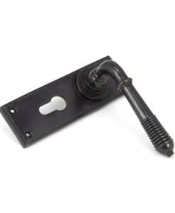 Aged Bronze Reeded Lever Euro Set