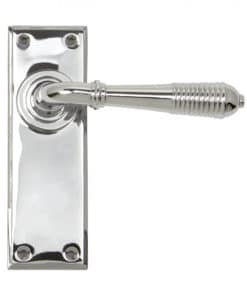 Polished Chrome Reeded Lever Latch Set