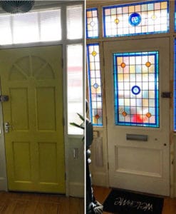 BD01 – Hardwood Two Panel Door Before & After